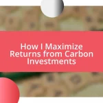 How I Maximize Returns from Carbon Investments