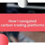 How I navigated carbon trading platforms