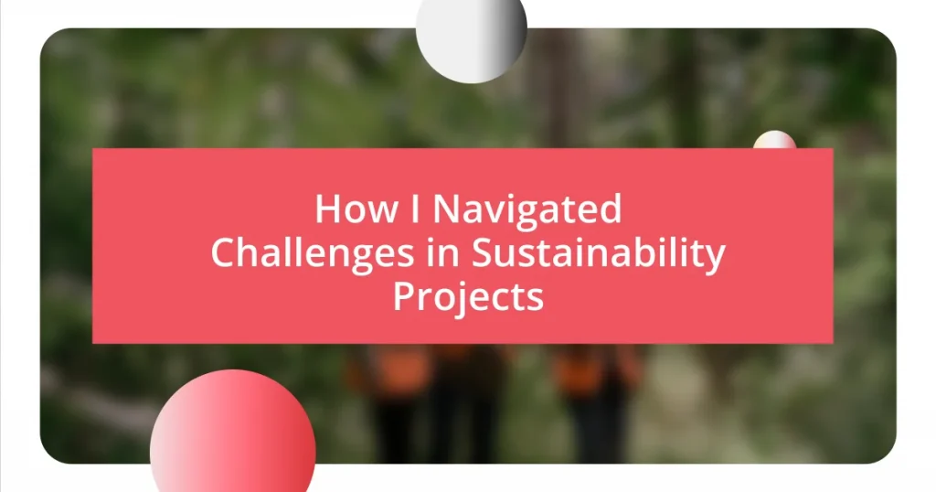 How I Navigated Challenges in Sustainability Projects