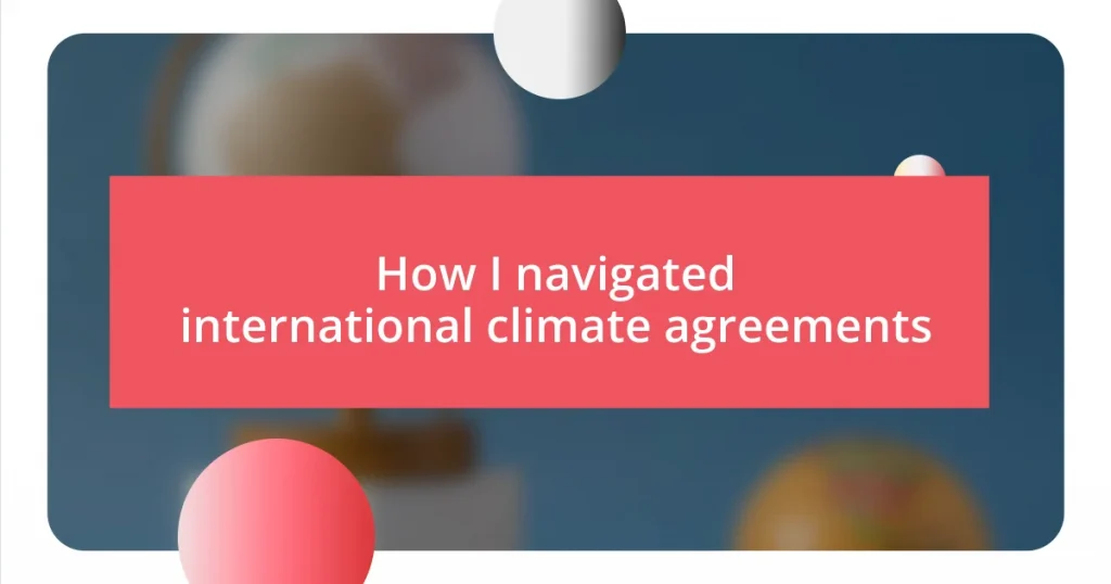 How I navigated international climate agreements