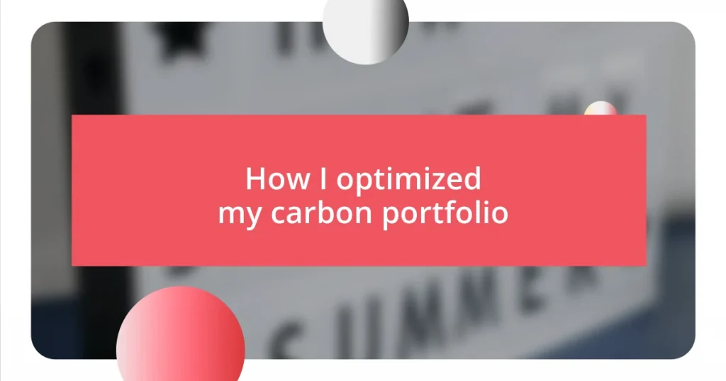 How I optimized my carbon portfolio