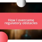 How I overcame regulatory obstacles