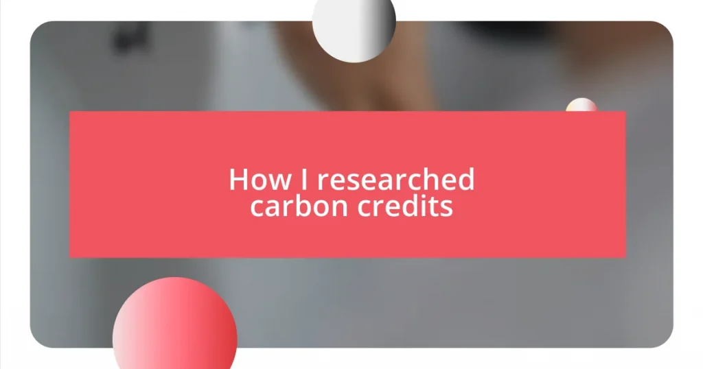 How I researched carbon credits