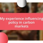 My experience influencing policy in carbon markets