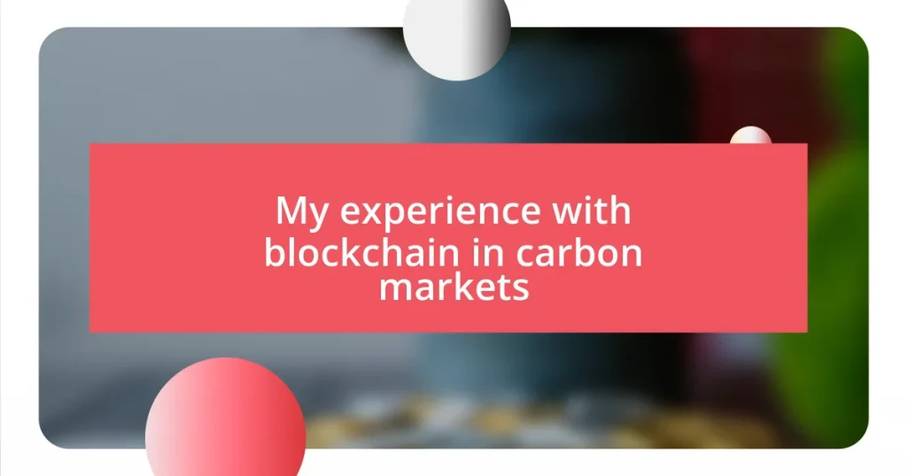 My experience with blockchain in carbon markets