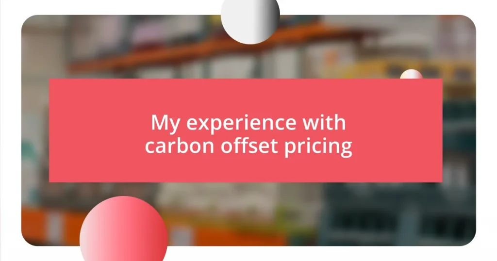 My experience with carbon offset pricing