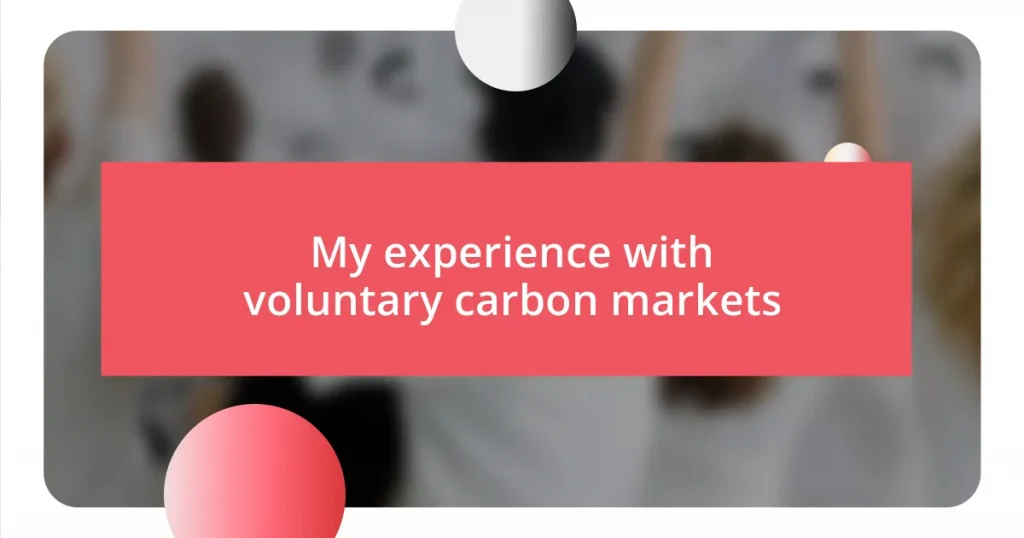 My experience with voluntary carbon markets