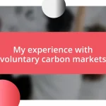 My experience with voluntary carbon markets