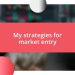 My strategies for market entry