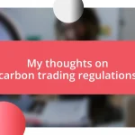 My thoughts on carbon trading regulations