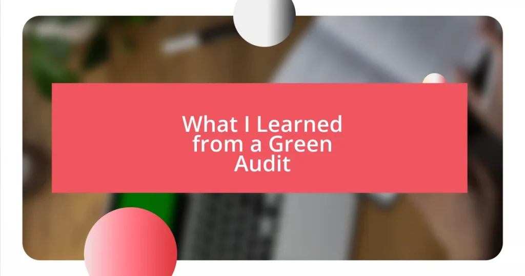 What I Learned from a Green Audit