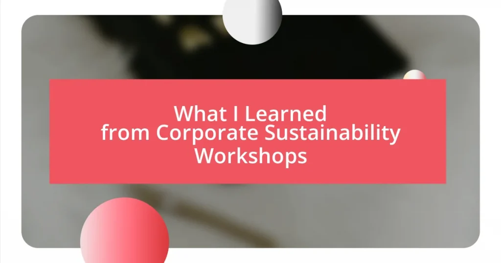 What I Learned from Corporate Sustainability Workshops