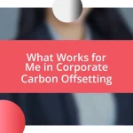 What Works for Me in Corporate Carbon Offsetting