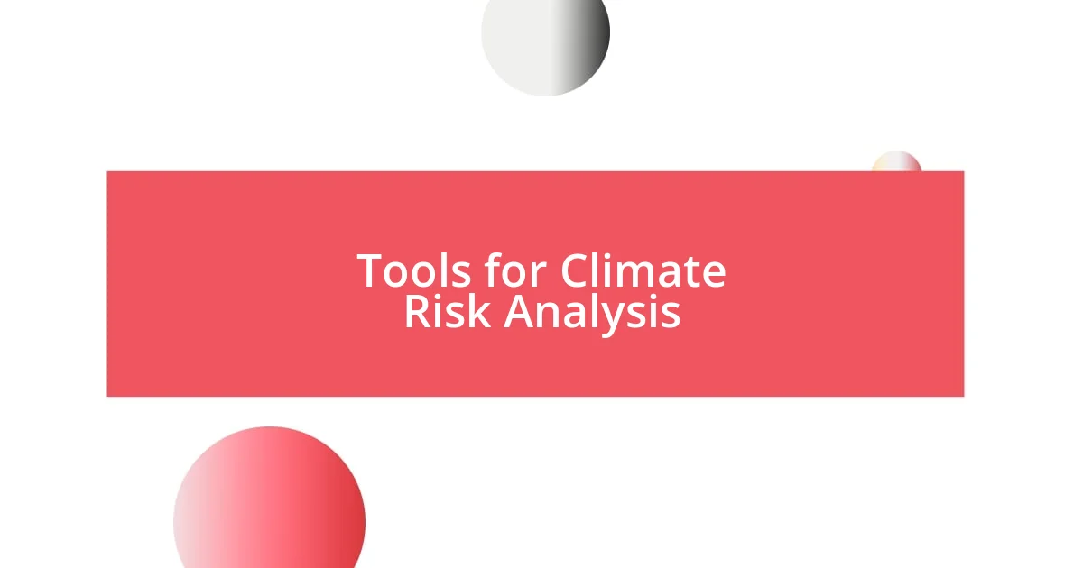 Tools for Climate Risk Analysis