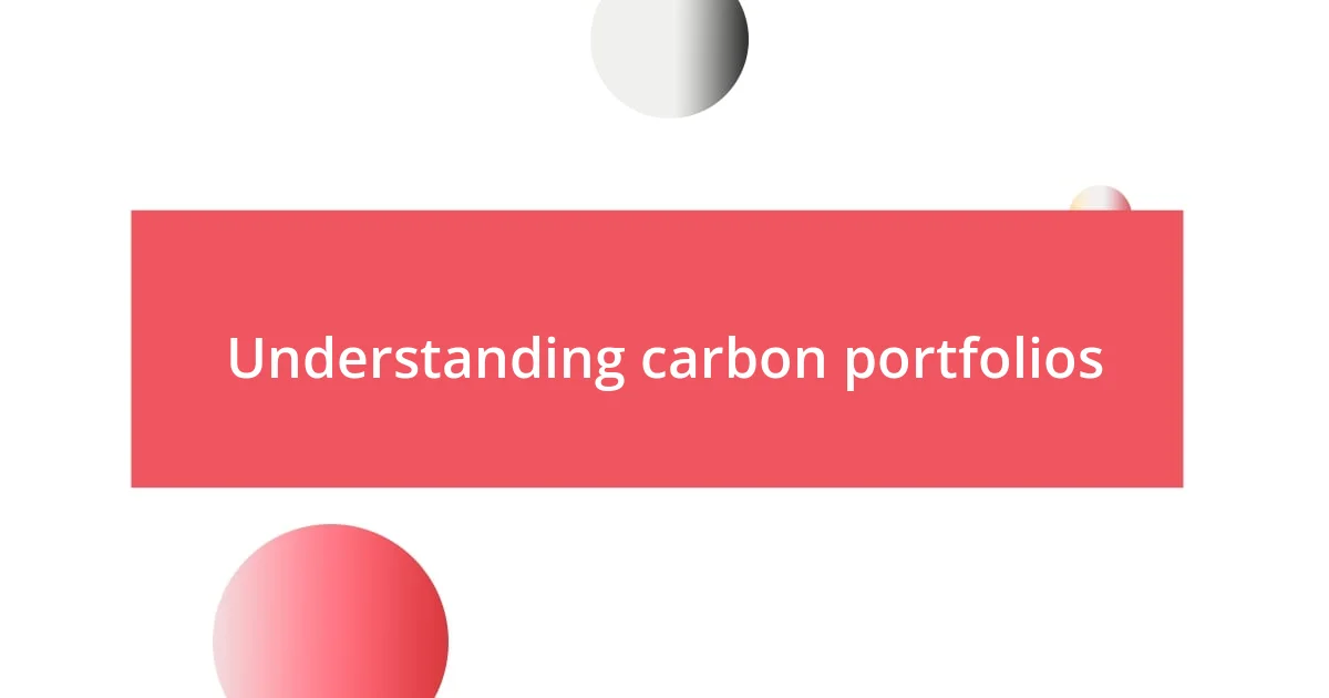 Understanding carbon portfolios